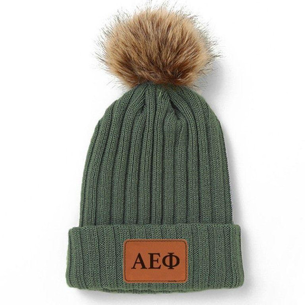Sorority Shop Alpha Epsilon Phi Pom Pom Beanie Hat 