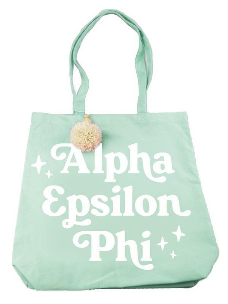 Sorority Shop Alpha Epsilon Phi Retro Pom Pom Tote Bag 