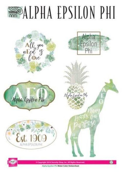 Sorority Shop Alpha Epsilon Phi Water Color Stickers 
