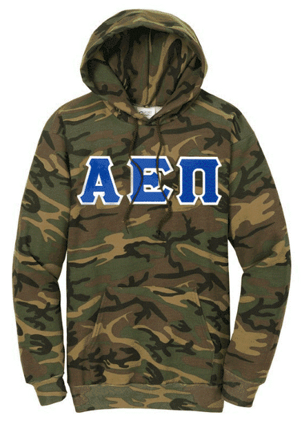 DISCOUNT-Alpha Epsilon Pi Camo Pullover Hooded Sweatshirt 