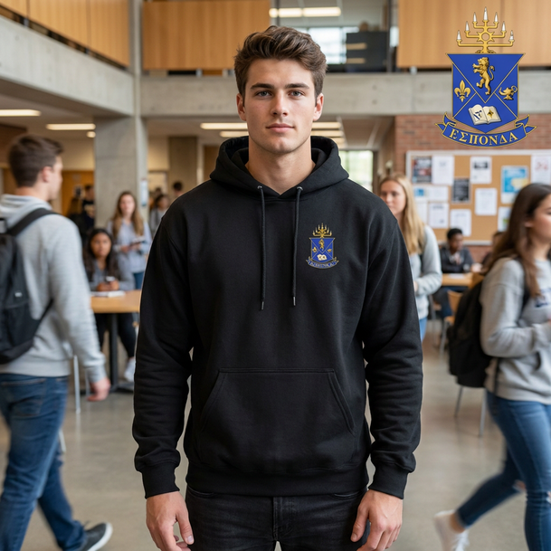 DISCOUNT-Alpha Epsilon Pi Crest - Shield Emblem Hooded Sweatshirt