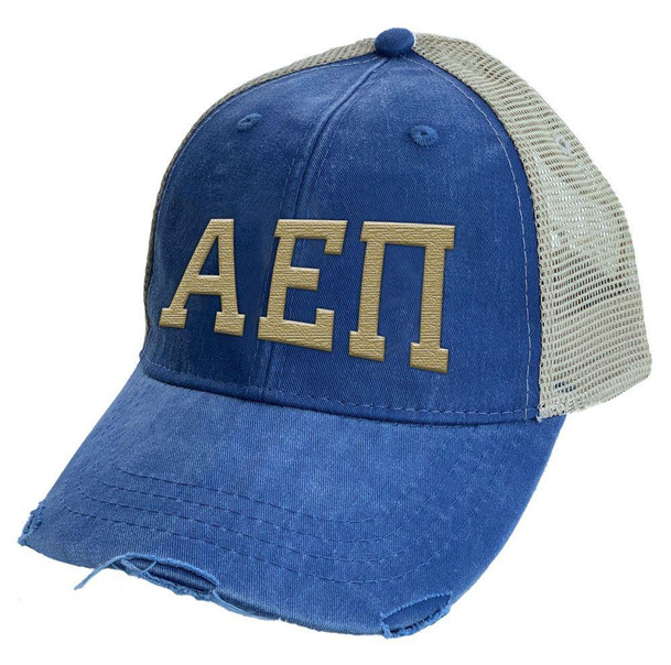 Alpha Epsilon Pi Distressed Trucker Hat 