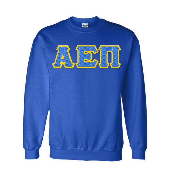  Alpha Epsilon Pi Fraternity Crest - Shield Twill Letter Crewneck Sweatshirt 