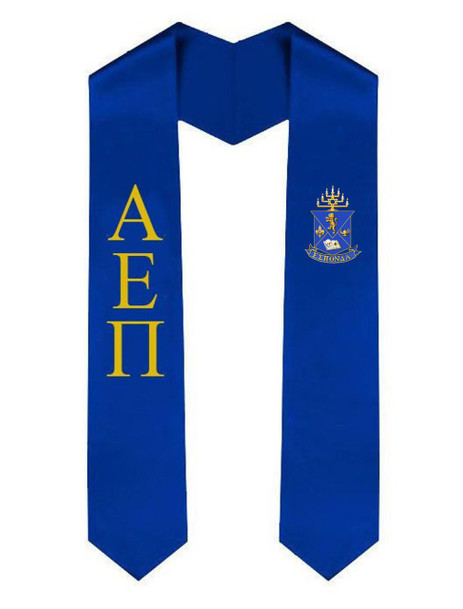  Alpha Epsilon Pi Greek Lettered Graduation Sash Stole With Crest 