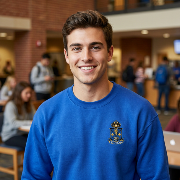 DISCOUNT-Alpha Epsilon Pi World Famous Crest - Shield Crewneck Sweatshirt - Best Value