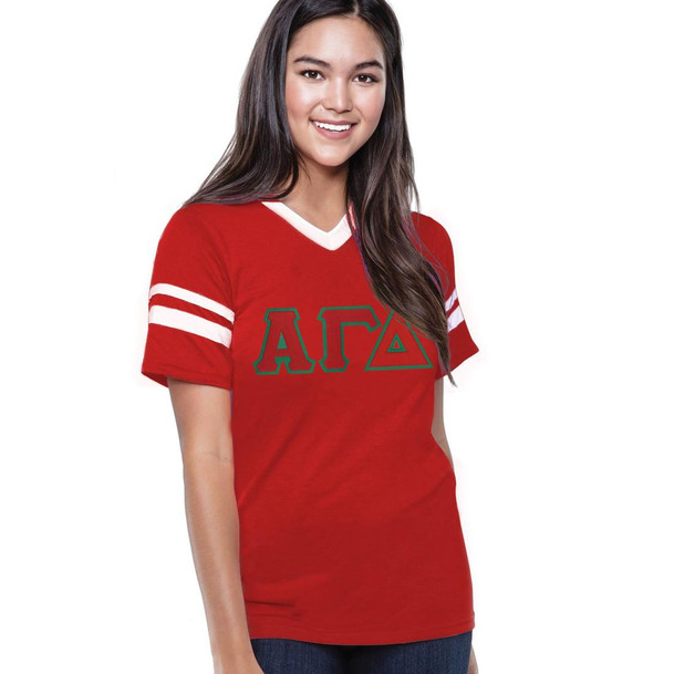  DISCOUNT-Alpha Gamma Delta Jersey With Greek Applique Letters 