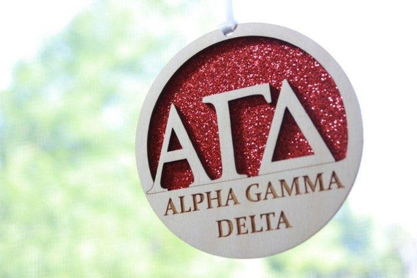 Sorority Shop Alpha Gamma Delta Laser Carved Greek Letter Ornament - 3" Round 
