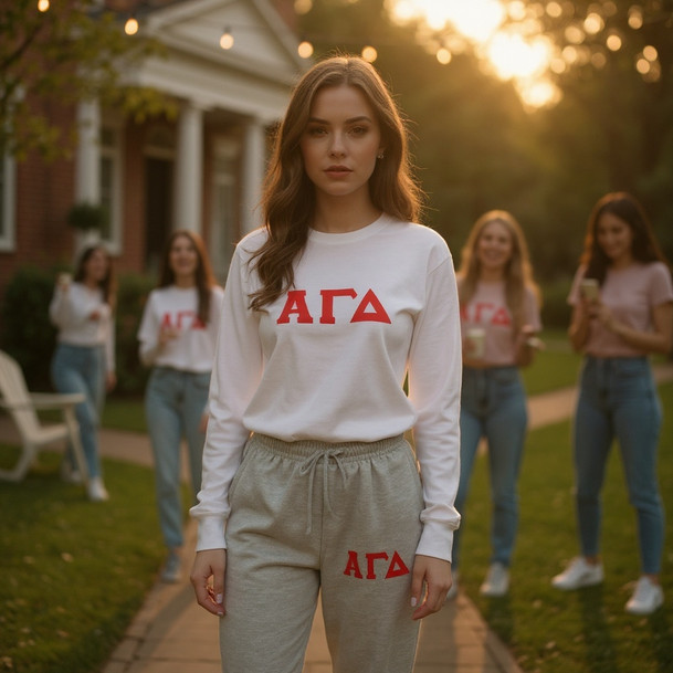 Alpha Gamma Delta Lettered Thigh Sweatpants