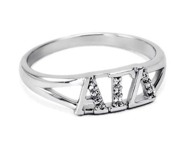 TCS Alpha Gamma Delta Sterling Silver Ring set with Lab-Created Diamonds 