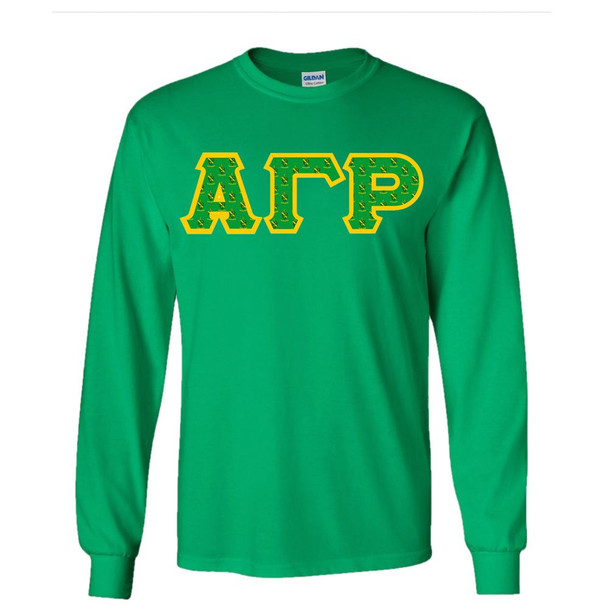 Alpha Gamma Rho Fraternity Crest - Shield Twill Letter Longsleeve Tee