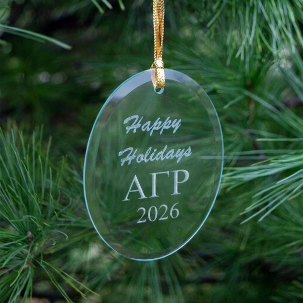 Alpha Gamma Rho Holiday Glass Oval Ornaments - 2026