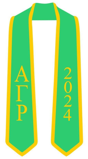 DISCOUNT-Alpha Gamma Rho Greek 2 Tone Lettered Graduation Sash Stole w/ Year