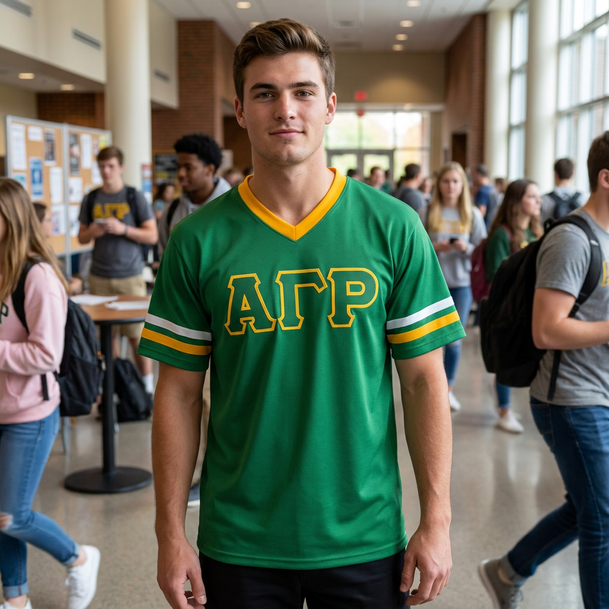 DISCOUNT-Alpha Gamma Rho Jersey With Greek Applique Letters