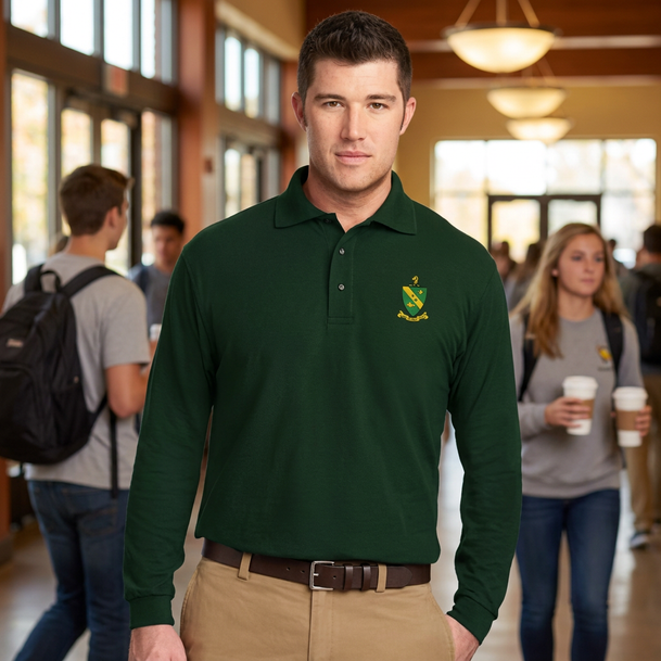 DISCOUNT-Alpha Gamma Rho Patch Long Sleeve Polo