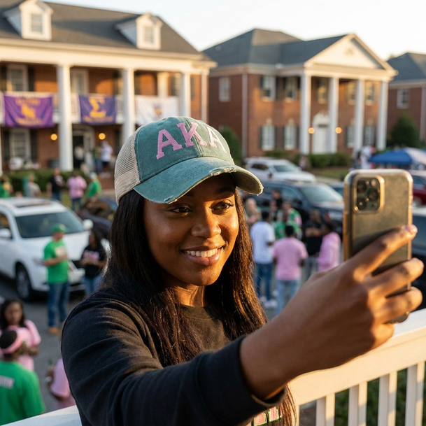 Alpha Kappa Alpha Distressed Trucker Hat