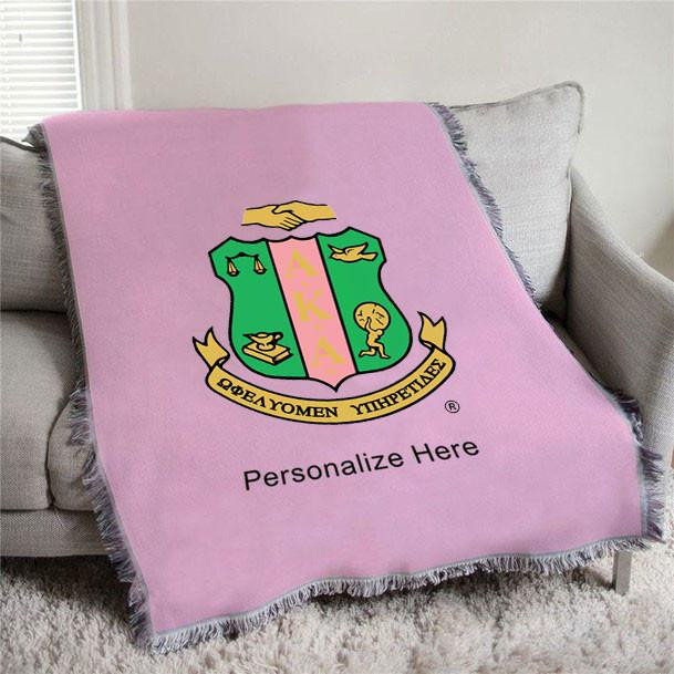  Alpha Kappa Alpha Full Color Crest Afghan Blanket Throw 