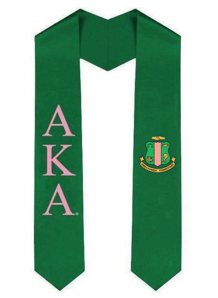  Alpha Kappa Alpha Greek Lettered Graduation Sash Stole With Crest 