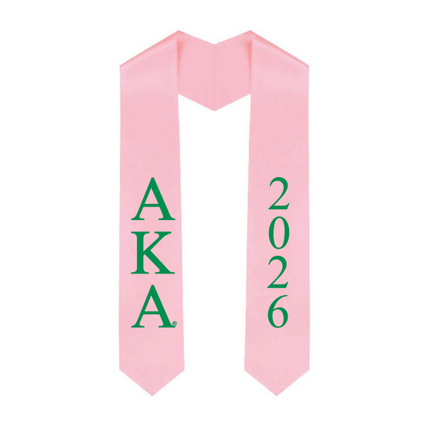 Alpha Kappa Alpha Greek Lettered Graduation Sash Stole With Year - Best Value