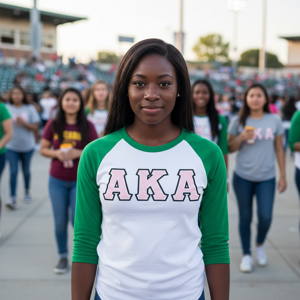 DISCOUNT-Alpha Kappa Alpha Lettered Raglan Shirt