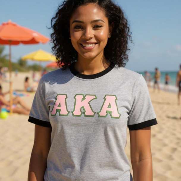 DISCOUNT-Alpha Kappa Alpha Lettered Ringer Shirt