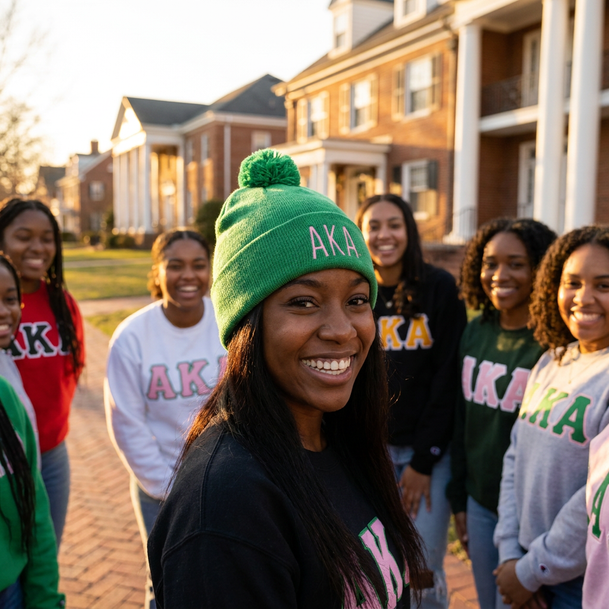 Alpha Kappa Alpha Mod Pom Pom Beanie