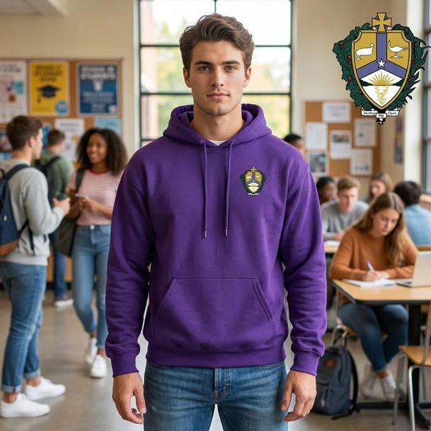DISCOUNT-Alpha Kappa Lambda Crest - Shield Emblem Hooded Sweatshirt