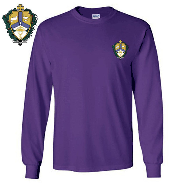  DISCOUNT-Alpha Kappa Lambda Fraternity Crest - Shield Longsleeve Tee 