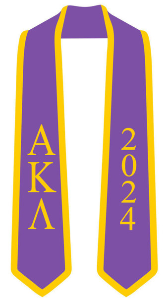 DISCOUNT-Alpha Kappa Lambda Greek 2 Tone Lettered Graduation Sash Stole w/ Year