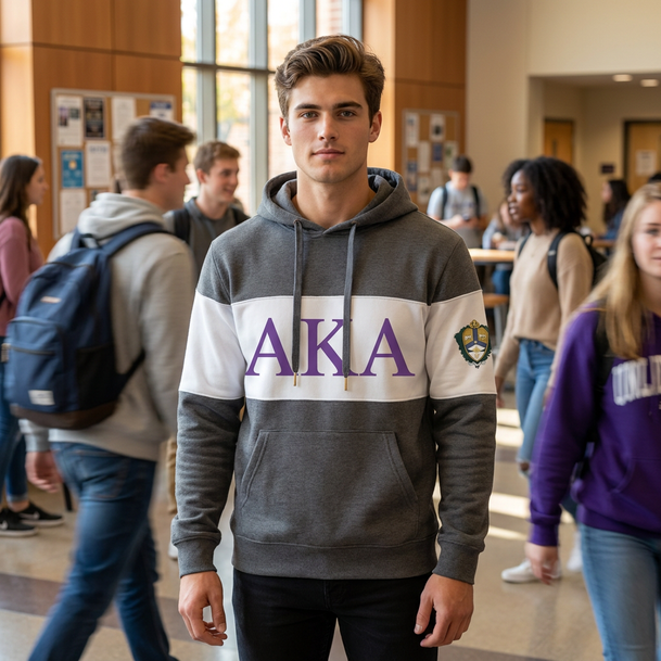 Alpha Kappa Lambda Ivy League Hoodie W Crest On Left Sleeve