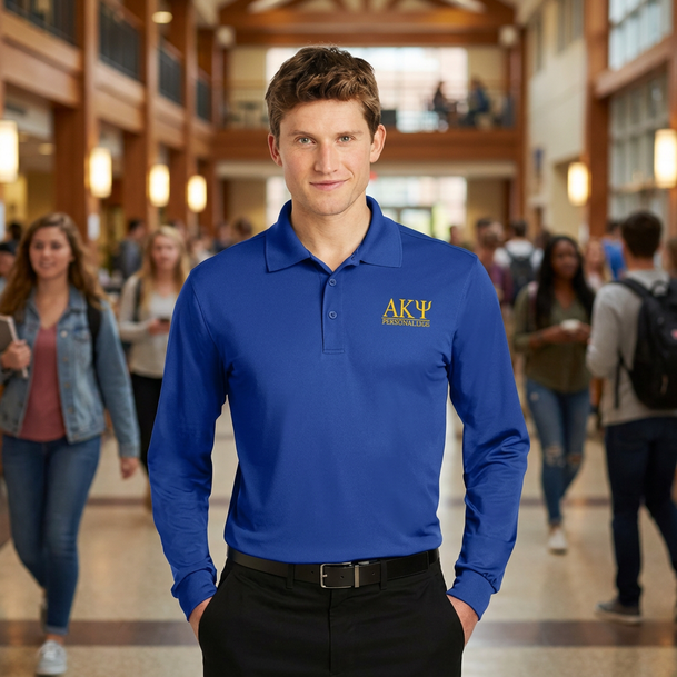 Alpha Kappa Psi-World Famous Long Sleeve Dry Fit Polo