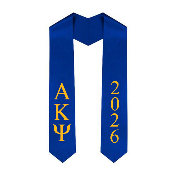 Alpha Kappa Psi Greek Lettered Graduation Sash Stole With Year - Best Value