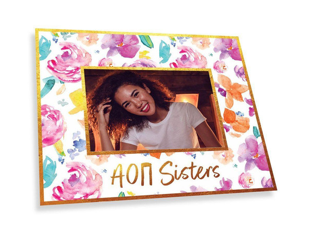 Sorority Shop Alpha Omicron Pi Gold Foil & Floral Painted Photo Frame 