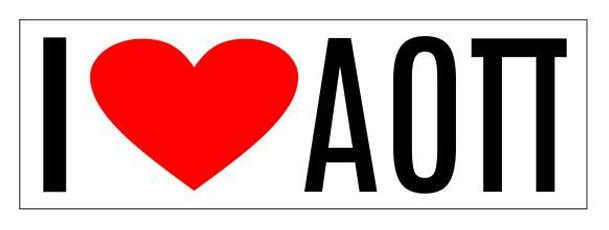 Alpha Omicron Pi I Love Bumper Sticker