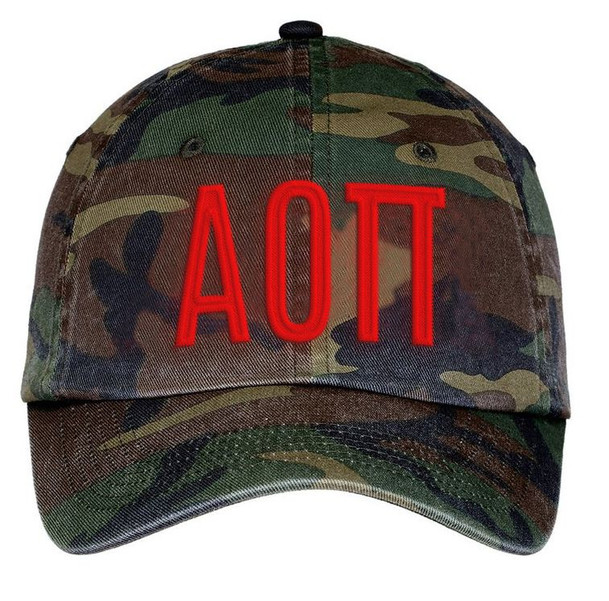 Alpha Omicron Pi Lettered Camouflage Hat