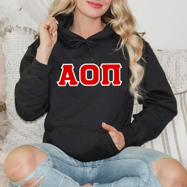  DISCOUNT Alpha Omicron Pi Lettered Hoodie 