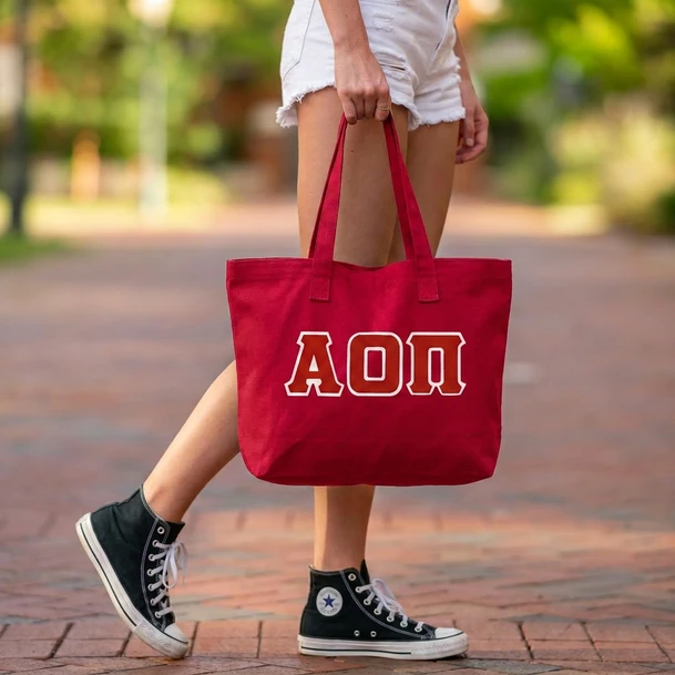 DISCOUNT- Alpha Omicron Pi Lettered Tote Bag - Best Value