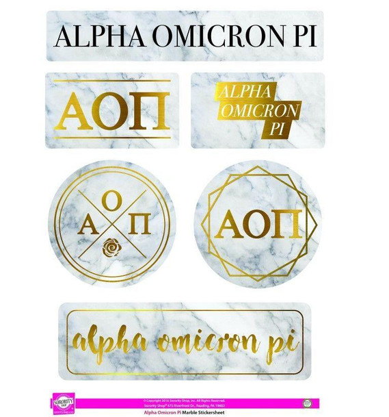 Sorority Shop Alpha Omicron Pi Marble Sticker Sheet 