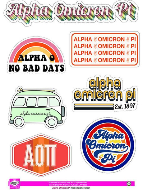 Sorority Shop Alpha Omicron Pi Retro Sticker Sheet 