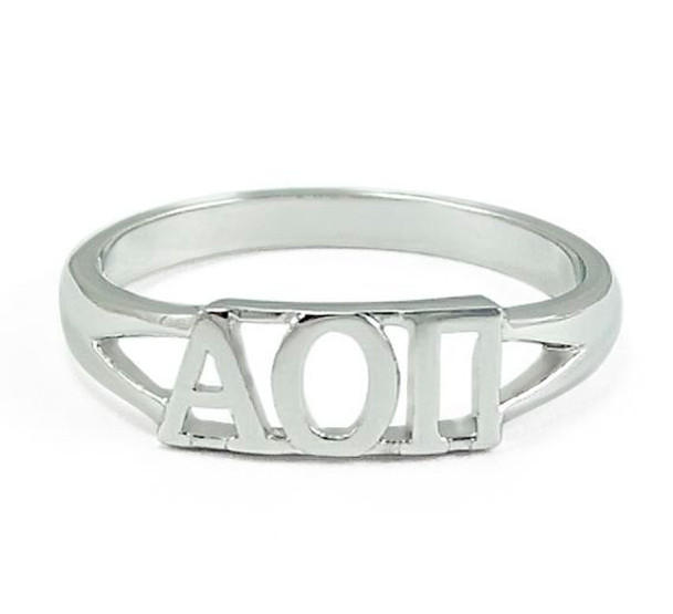 Alpha Omicron Pi Sterling Silver Letter Ring