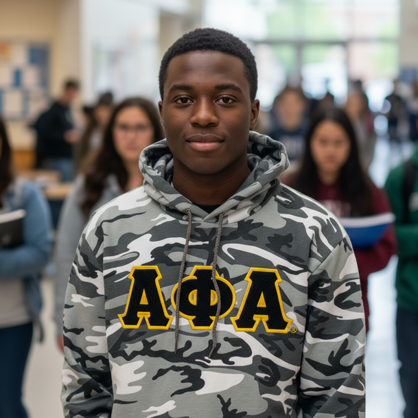 DISCOUNT-Alpha Phi Alpha Camo Pullover Hooded Sweatshirt