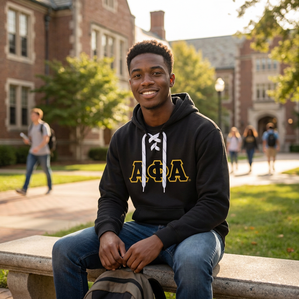 DISCOUNT-Alpha Phi Alpha Lace Up Pullover Hooded Sweatshirt