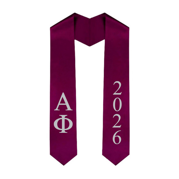Alpha Phi Greek Lettered Graduation Sash Stole With Year - Best Value