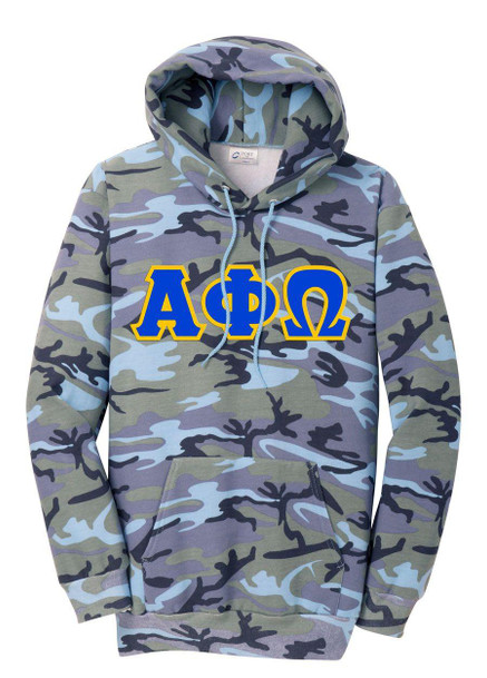  DISCOUNT-Alpha Phi Omega Camo Pullover Hooded Sweatshirt 