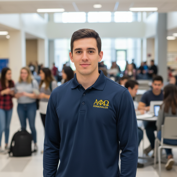 Alpha Phi Omega-World Famous Long Sleeve Dry Fit Polo