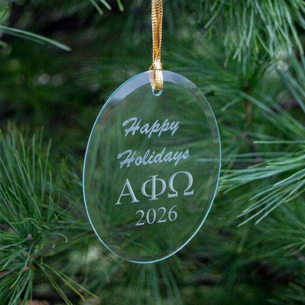 Alpha Phi Omega Holiday Glass Oval Ornaments - 2026