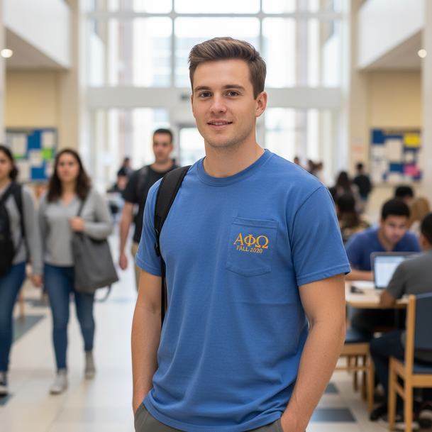 Alpha Phi Omega Greek Letter Comfort Colors Pocket Tee