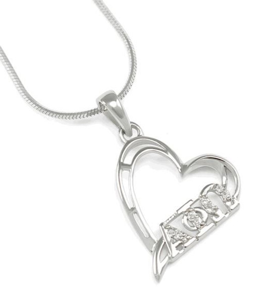 Alpha Phi Omega Sterling Silver Heart Pendant