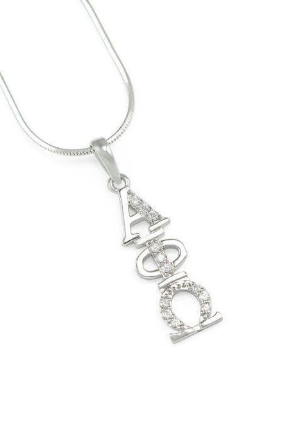 TCS Alpha Phi Omega Sterling Silver Lavaliere set with Lab-created Diamonds 