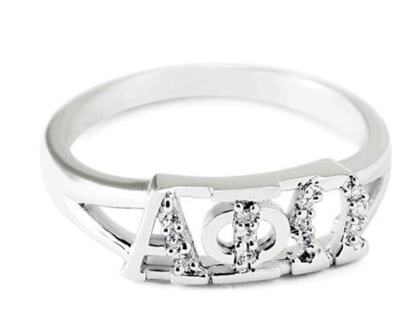 Alpha Phi Omega Sterling Silver Ring set with Lab-Created Diamonds