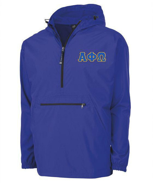  Alpha Phi Omega Tackle Twill Lettered Pack N Go Pullover 